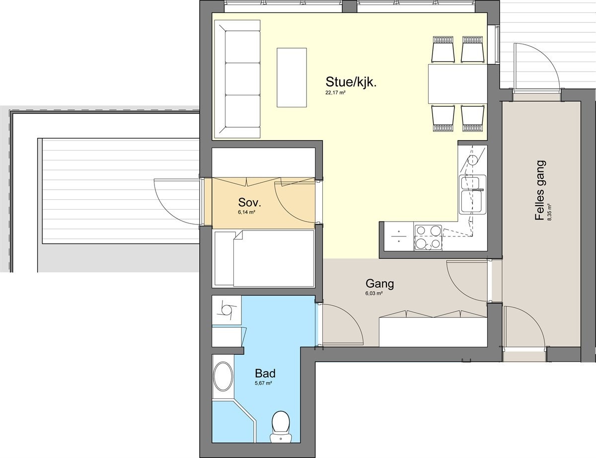 A71-102 Plan leilighet 1 liten Galleribilde