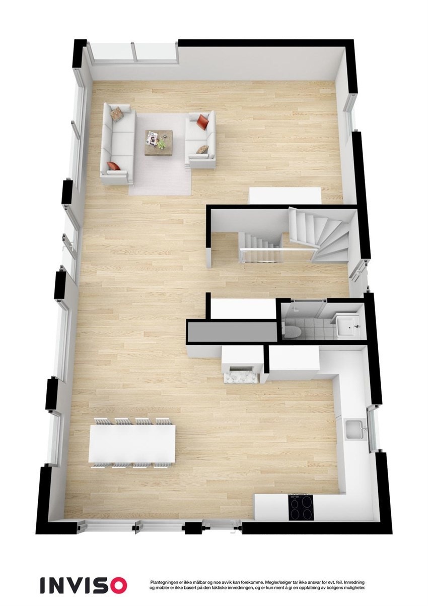 3 D plantegning 1.etg. i hovedhytten Galleribilde