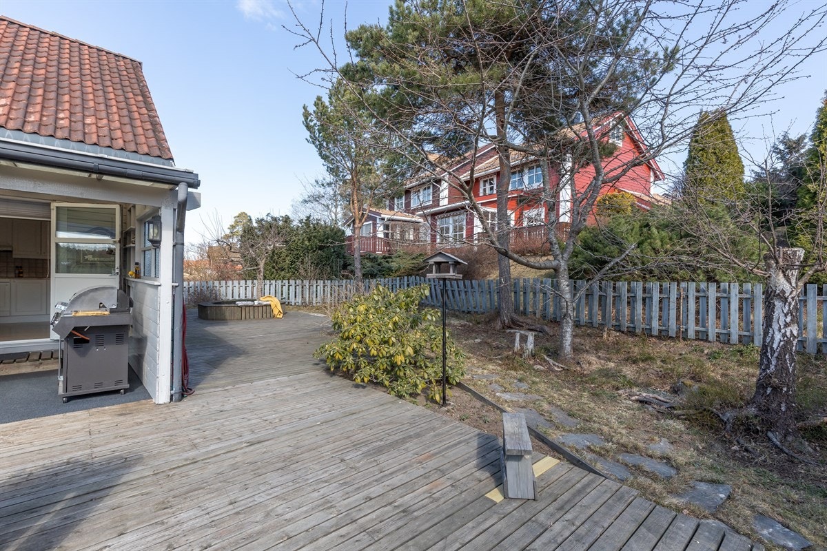 Stor hage på husets bakside. Galleribilde