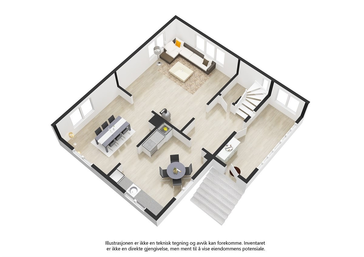 Plantegning 1. etasje Galleribilde