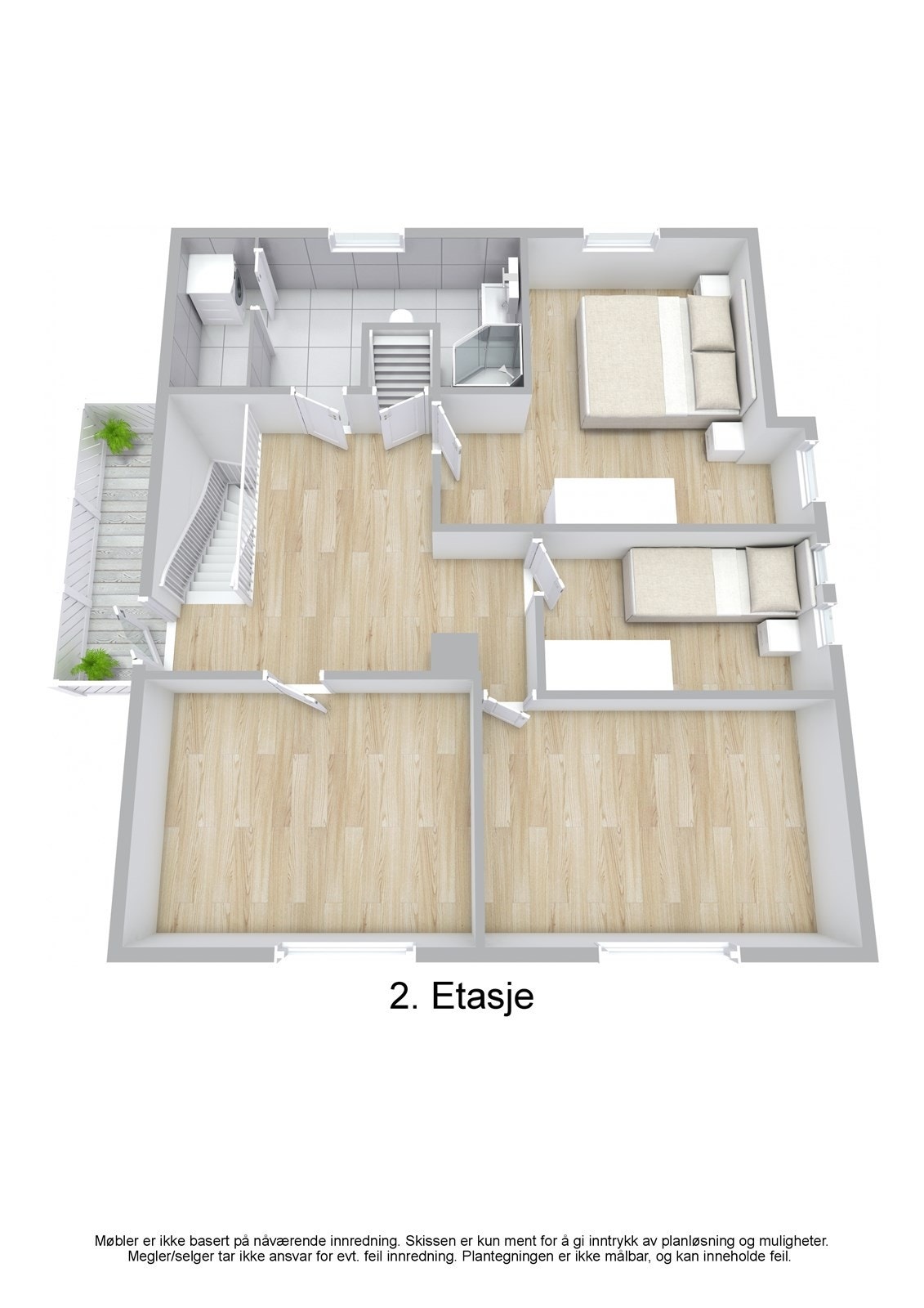 Plantegning - Sandsgata 4B, 5521 Haugesund - 2. Etasje - 3D Galleribilde