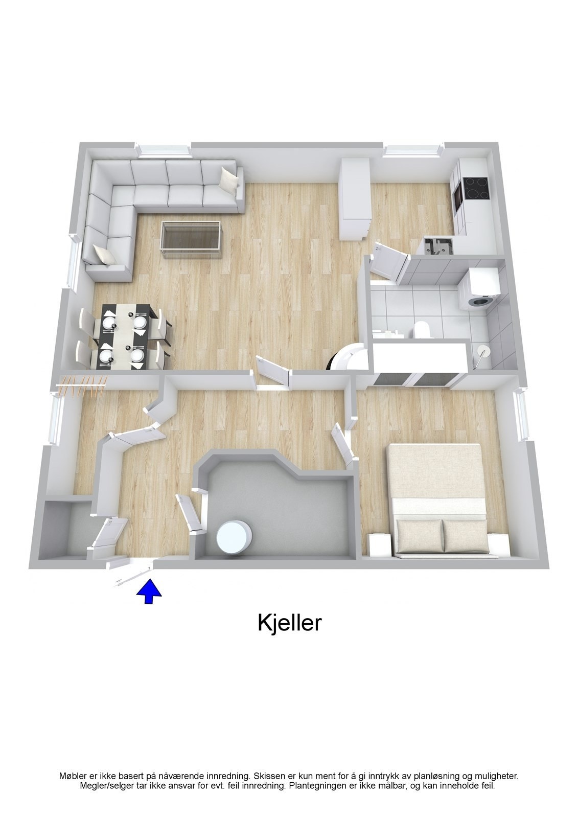 Plantegning - Sandsgata 4B, 5521 Haugesund - Kjeller - 3D Galleribilde
