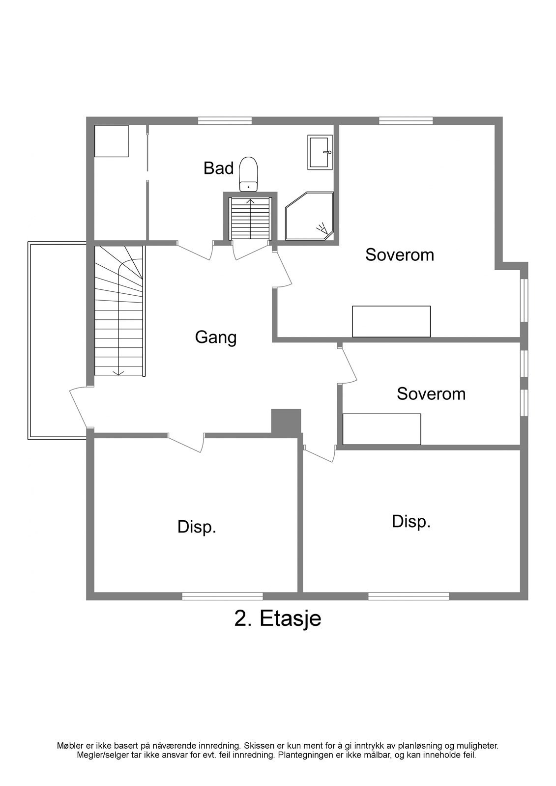Plantegning - Sandsgata 4B, 5521 Haugesund - 2. Etasje - 2D Galleribilde