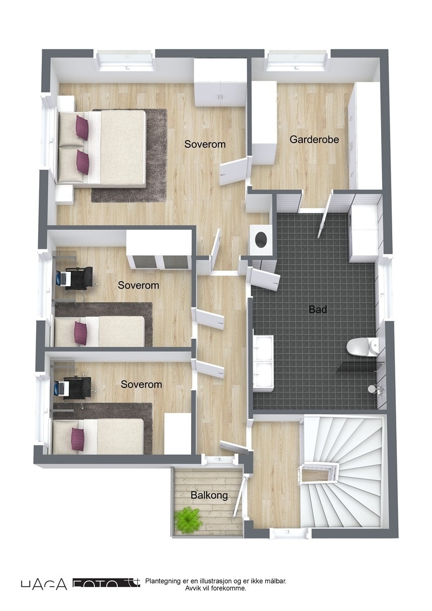 Floorplan letterhead - Klokkerveien 5 - Level 3 - 3D Floor Plan Galleribilde