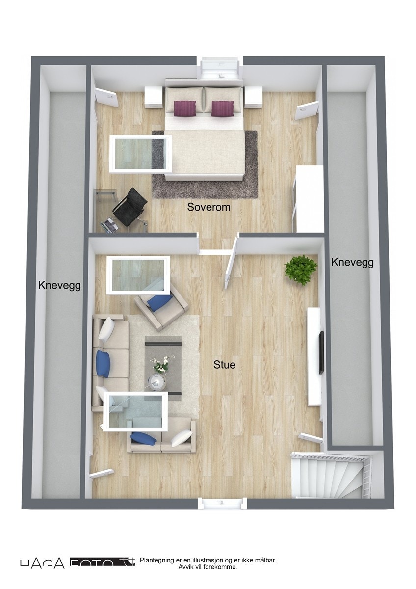 Floorplan letterhead - Klokkerveien 5 - Level 1 - 3D Floor Plan(ny) Galleribilde
