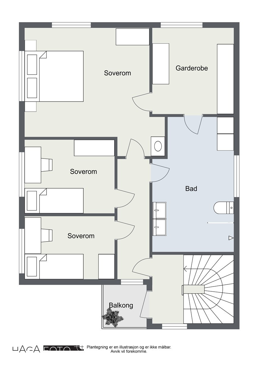 Floorplan letterhead - Klokkerveien 5 - Level 3 - 2D Floor Plan Galleribilde