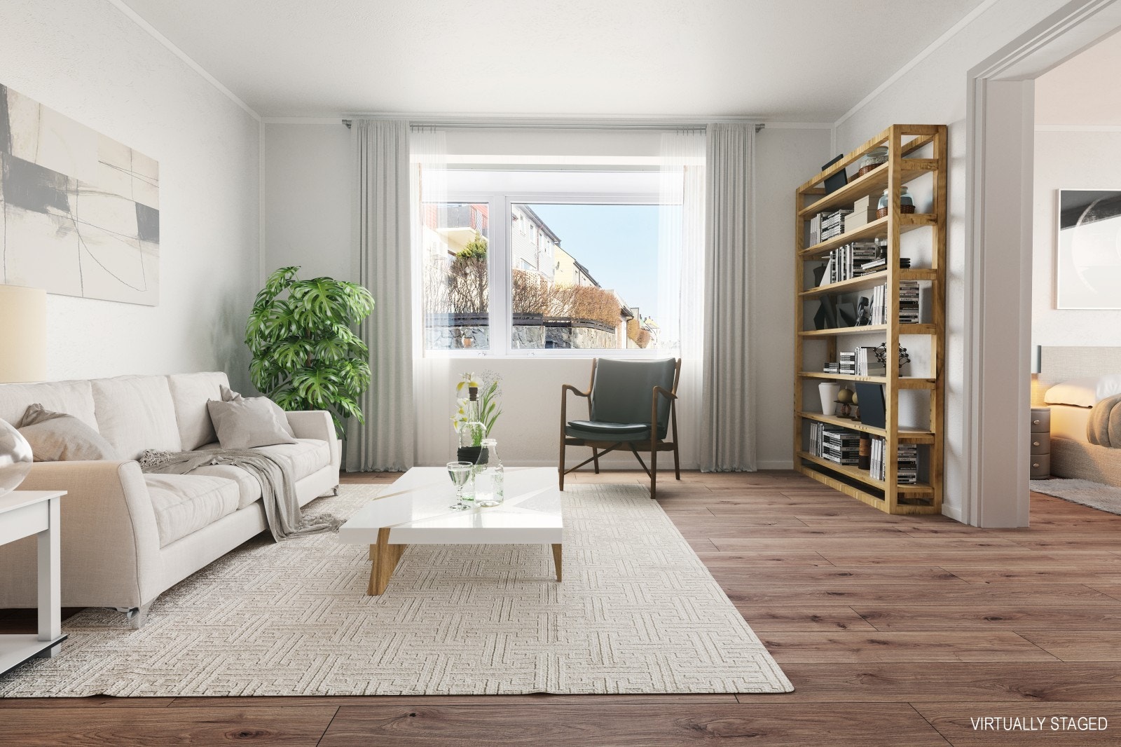 Stue - Bildet er STYLET og viser hvordan leiligheten kan se ut OPPUSSET. Det stemmer ikke med slik leiligheten fremstår i dag. Galleribilde