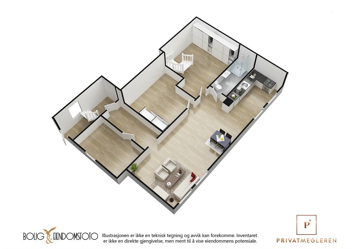 3D plantgning underetasje. Galleribilde