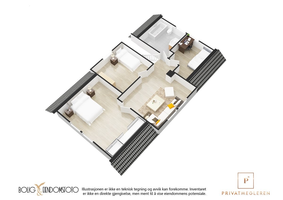 3D plantegning 2.Etasje. Galleribilde