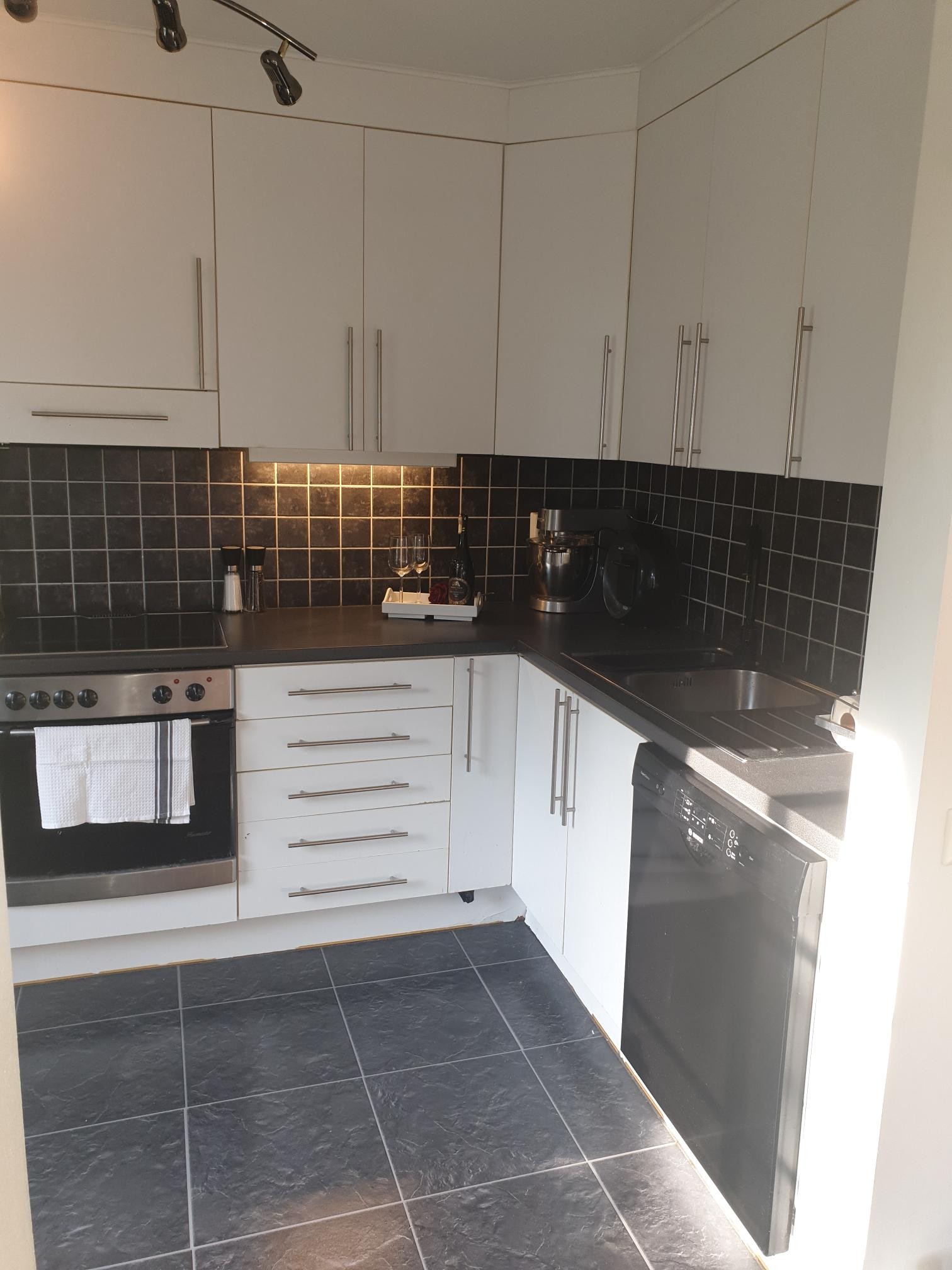 Stort kjøkken med mye skap- og benkplass (Oppvaskmaskin kan lånes ved behov) Galleribilde