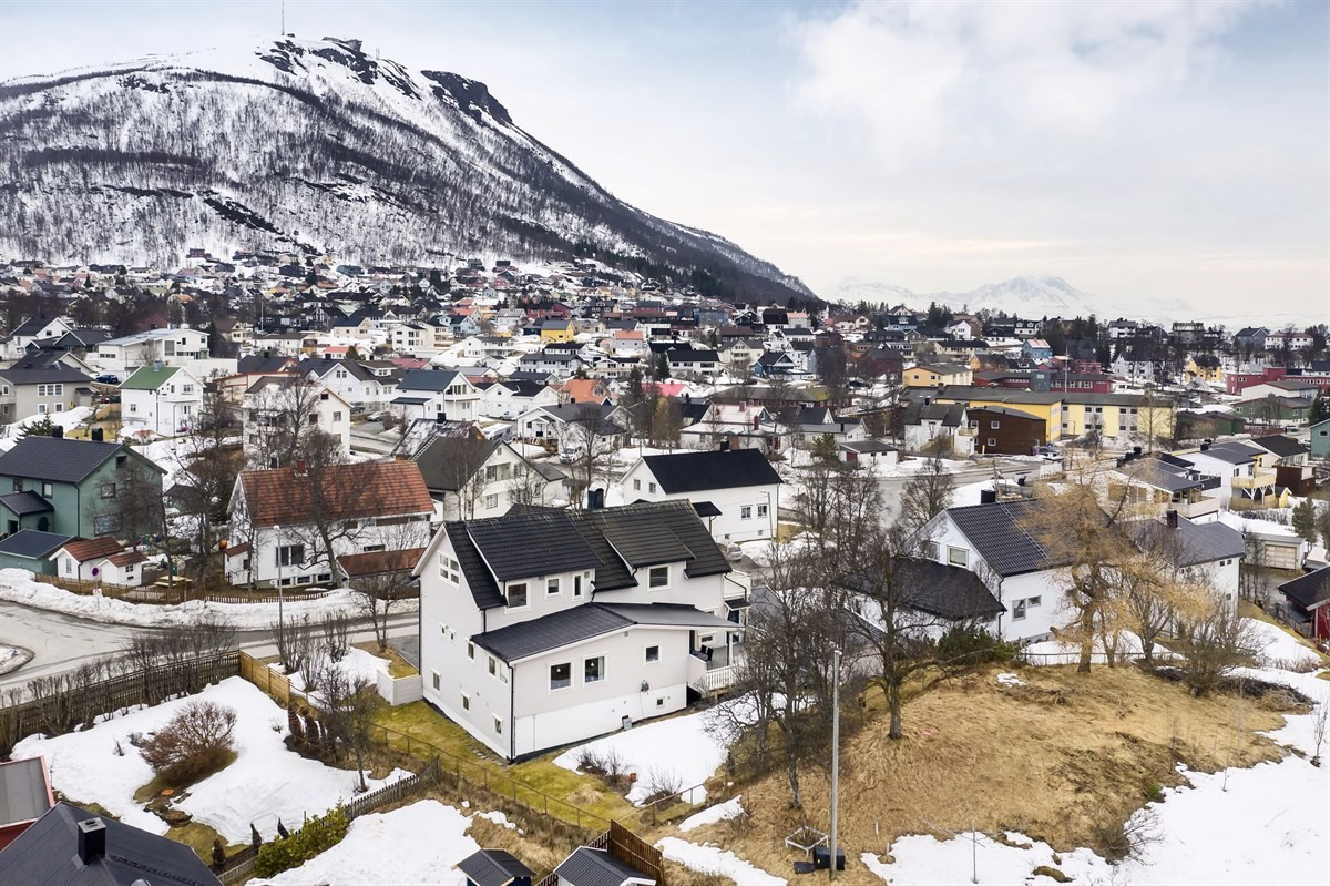 Oversiktsbilde over området og huset.