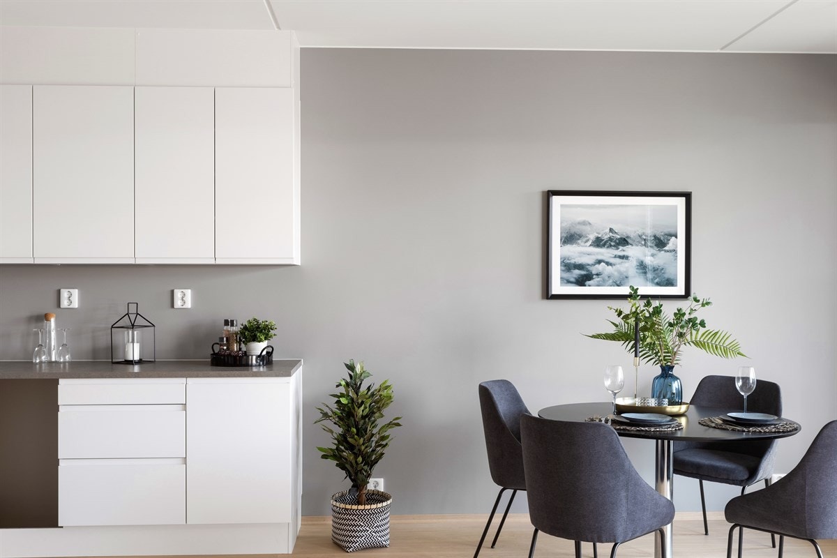 Moderne kjøkken fra den danske leverandøren Aubo med grepsfrie fronter. Galleribilde
