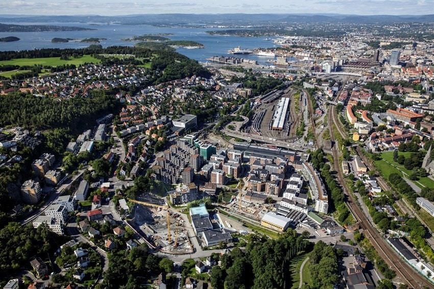 Kværnerbyen med Ekeberg, fjorden og byen Galleribilde