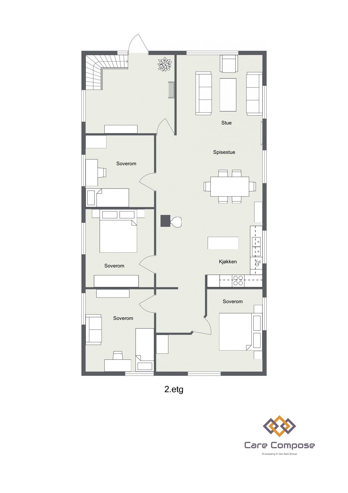 Floorplan letterhead - Eidslandsvegen 1970 - 2.etg - 2D Floor Plan-Portrait Galleribilde
