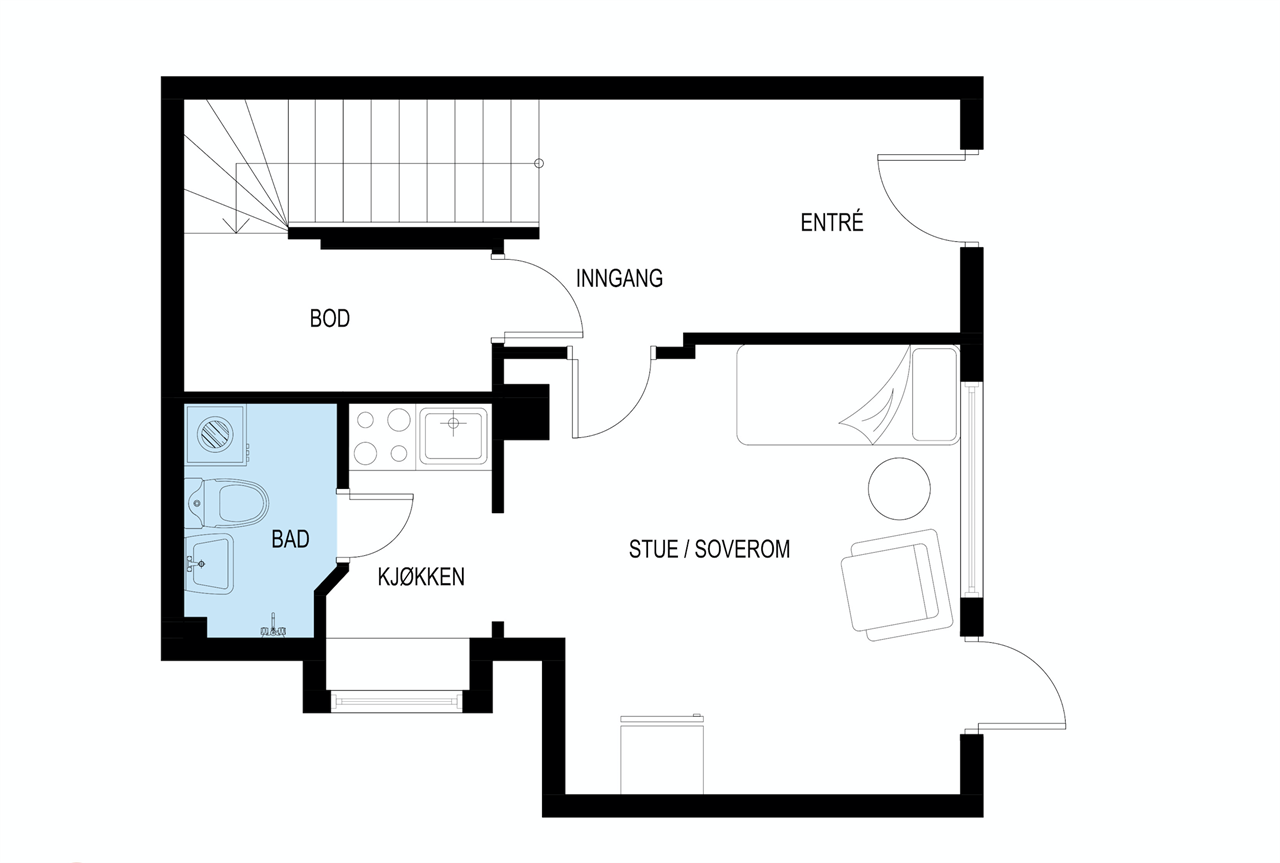 Plantegning 1. etasje Galleribilde