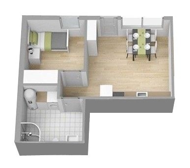 Plan av hybel. Galleribilde