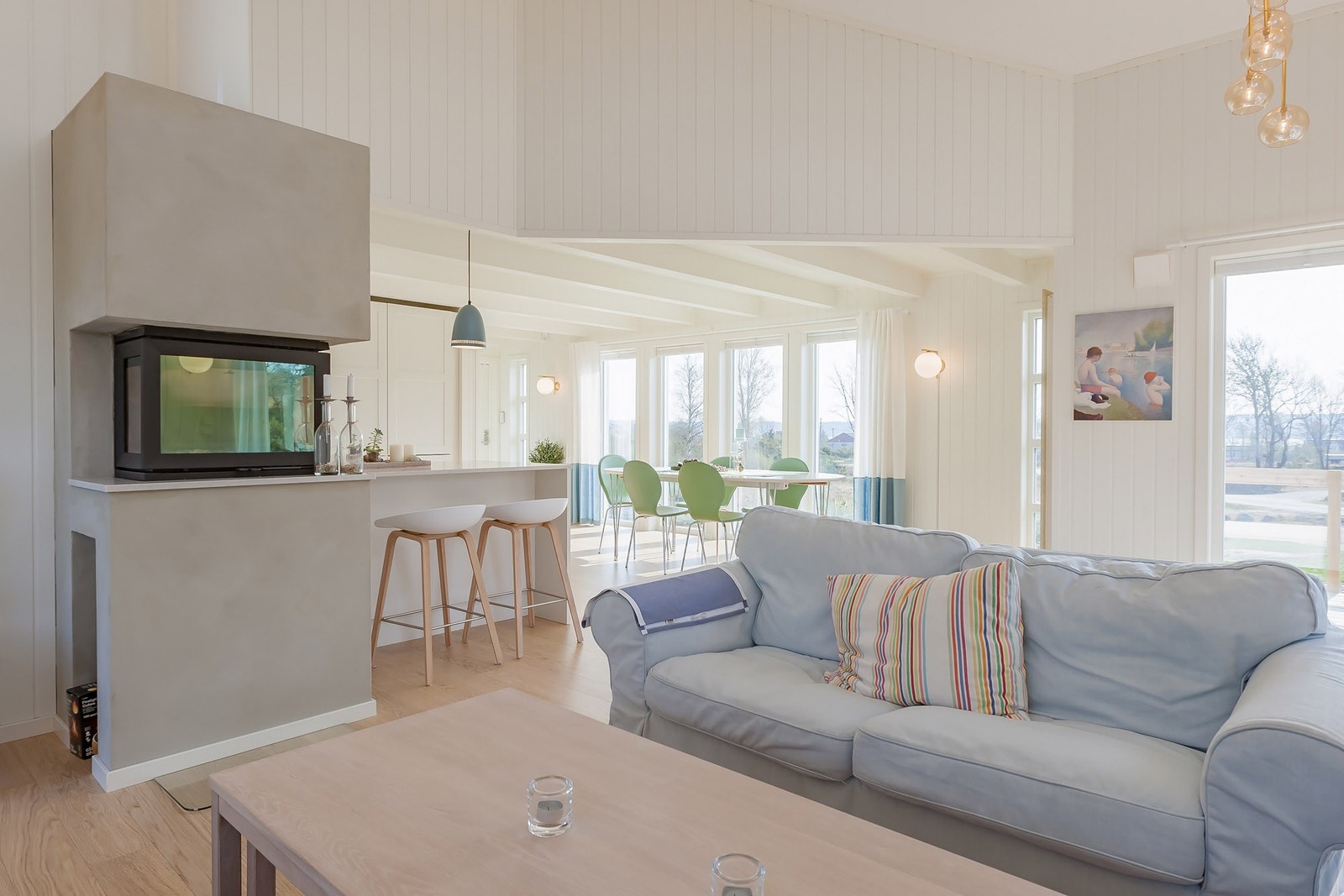 Stue med peis Galleribilde