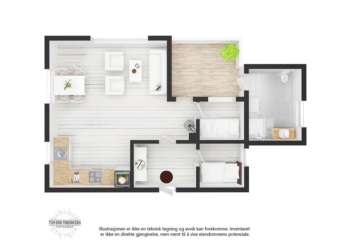 Planskisse 1.etg. 3D Galleribilde