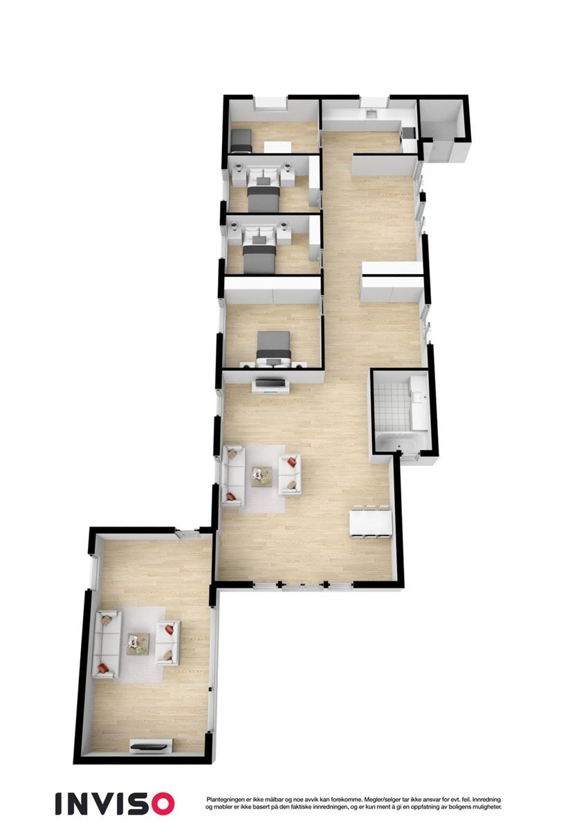 3 D plantegning av huset 1.etg Galleribilde