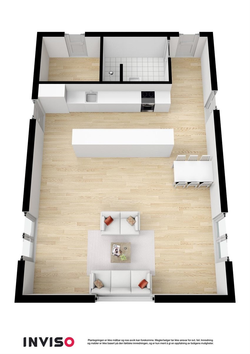 3 D plantegning anneks (gjestehytte) Galleribilde