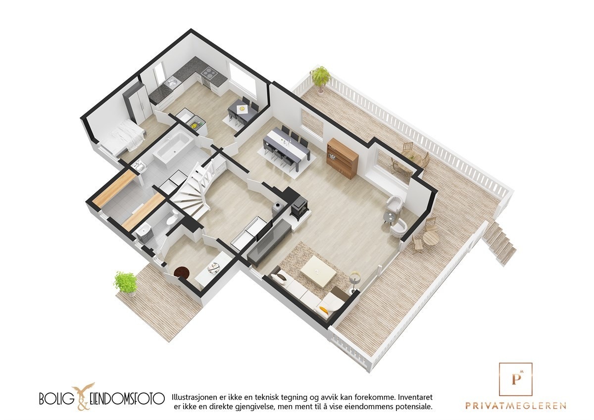 3D plantegning 1.Etasje. Galleribilde