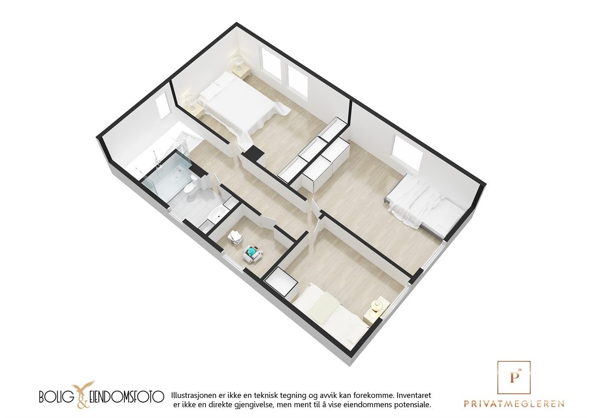 3D plantegning 2.Etasje. Galleribilde