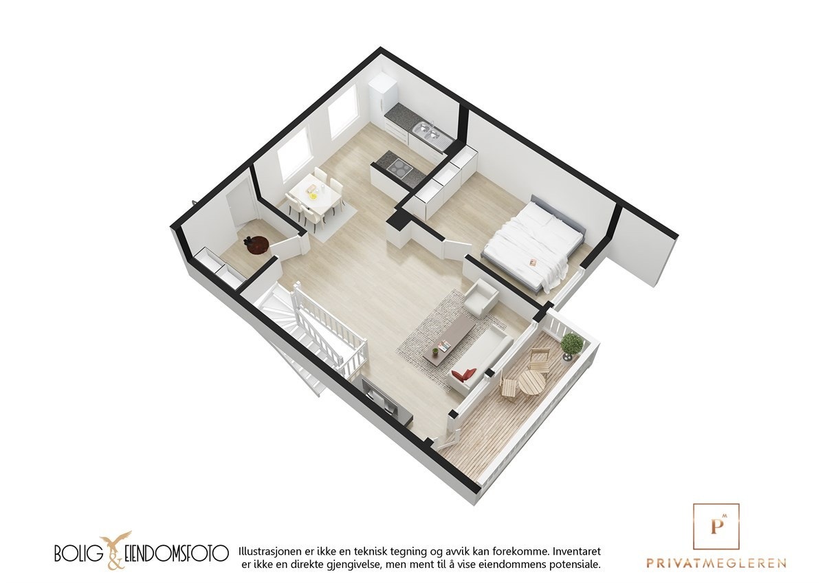 3D plantegning 1.Etasje. Galleribilde