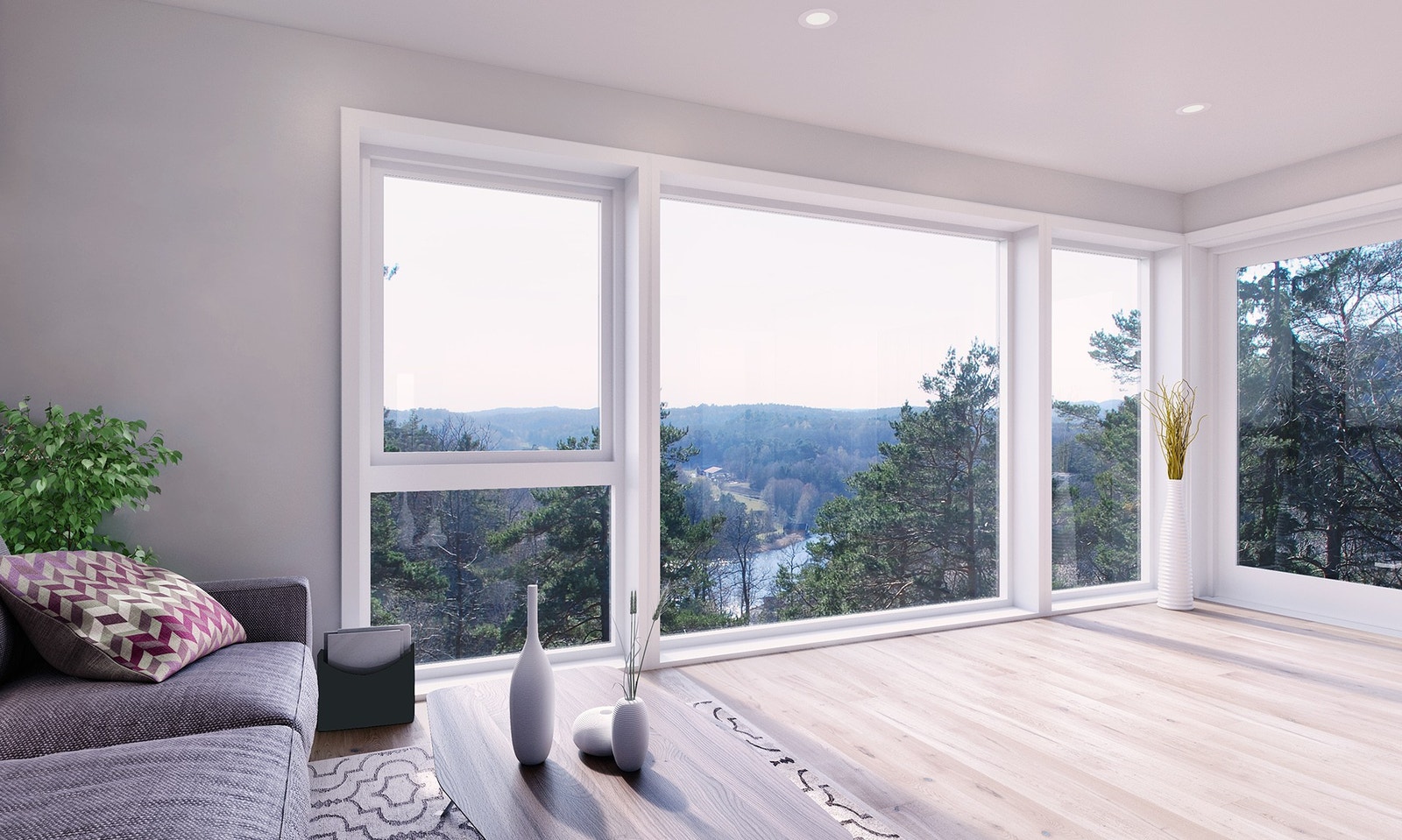 Interiørillustrasjon som viser den fantastiske utsikten. Galleribilde