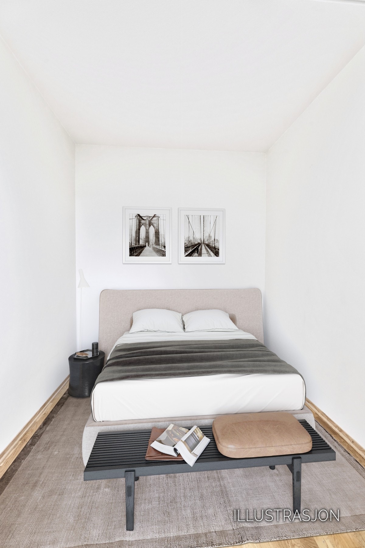 Soverom med god plass til dobbeltseng Galleribilde