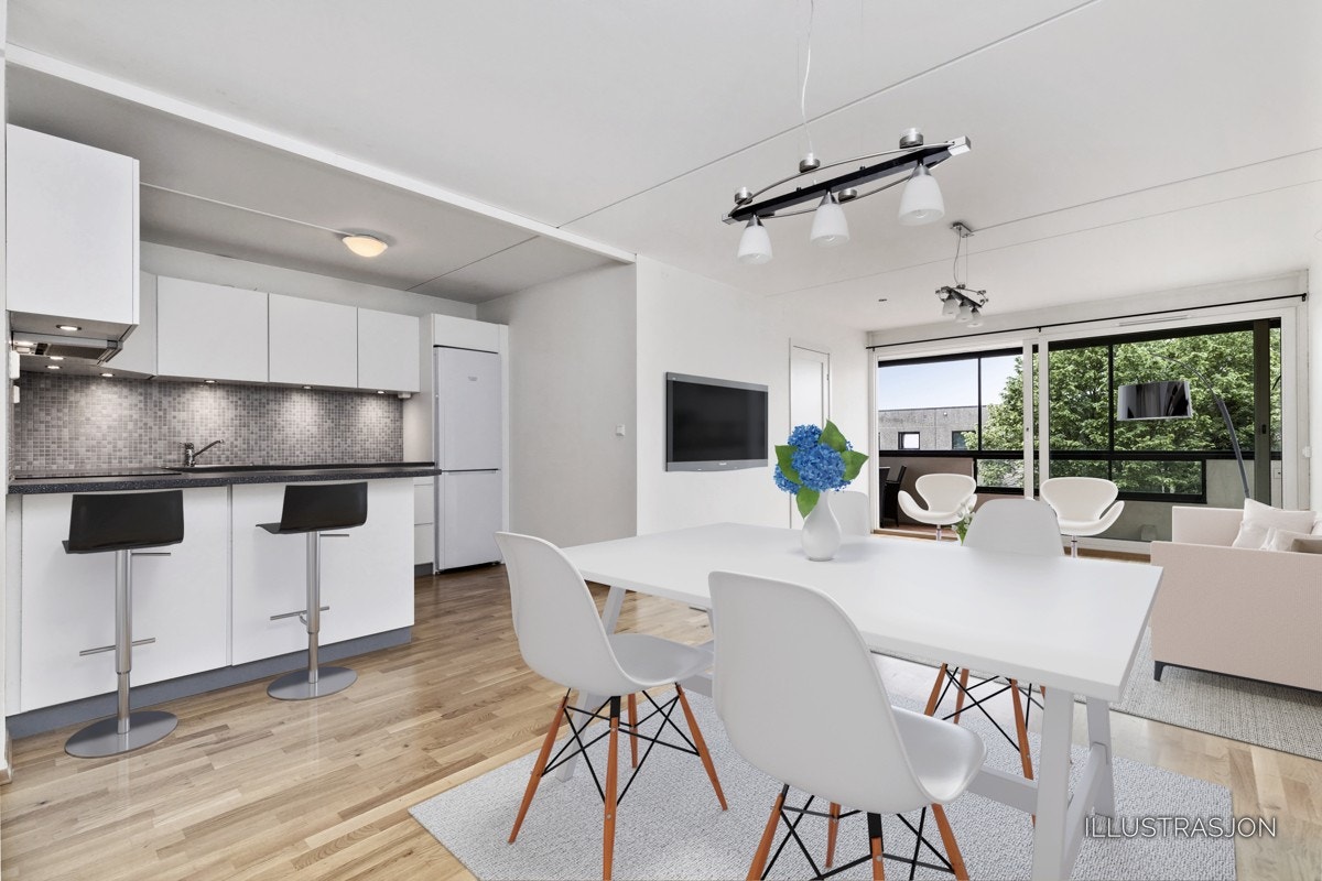 Her kan man virkelig finne hjemmefølelsen. Lekkert kjøkken og innbydende bad. Galleribilde