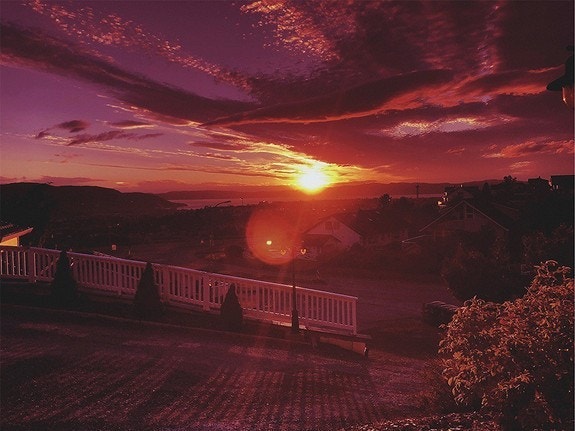 Solnedgang fra hagen utover Trondheimsfjorden Galleribilde