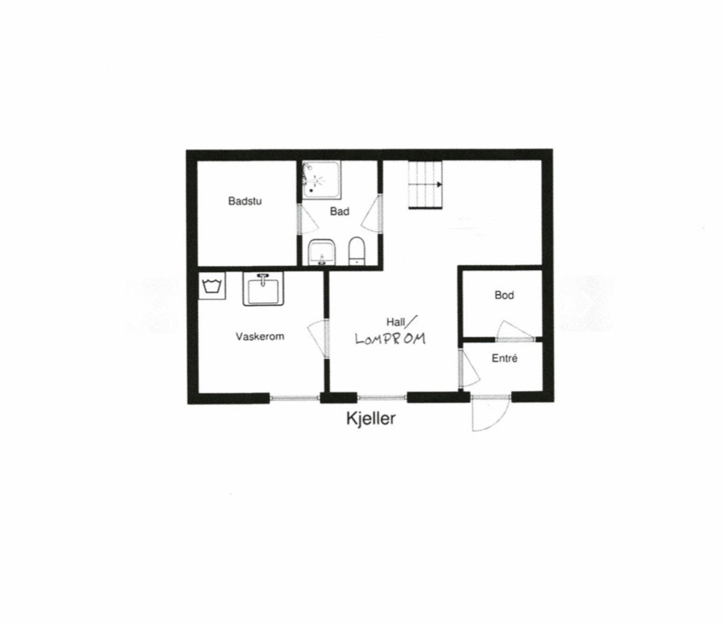 Planløsning kjeller/ inngang/ lomprom Galleribilde