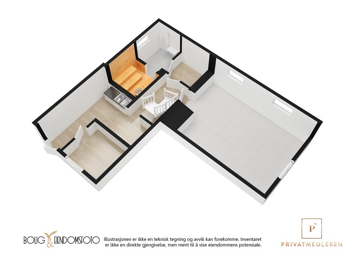 3D plantegning kjeller Kårbolig. Galleribilde