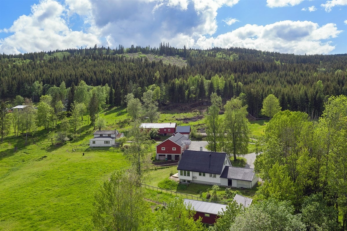 Eiendommen ligger i et tilbaketrukket og landlig boligområde på Sjåstad i Lier kommune. Galleribilde