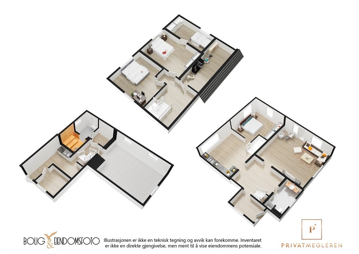 3D plantegning Kårbolig. Galleribilde