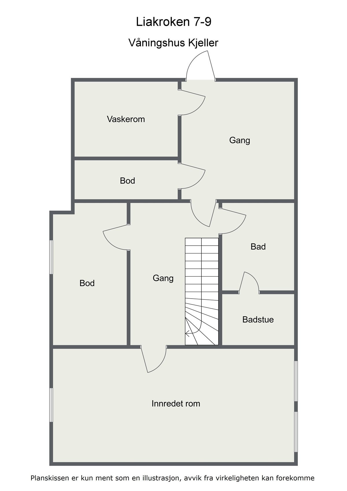 Plantegning kjeller Våningshus. Galleribilde