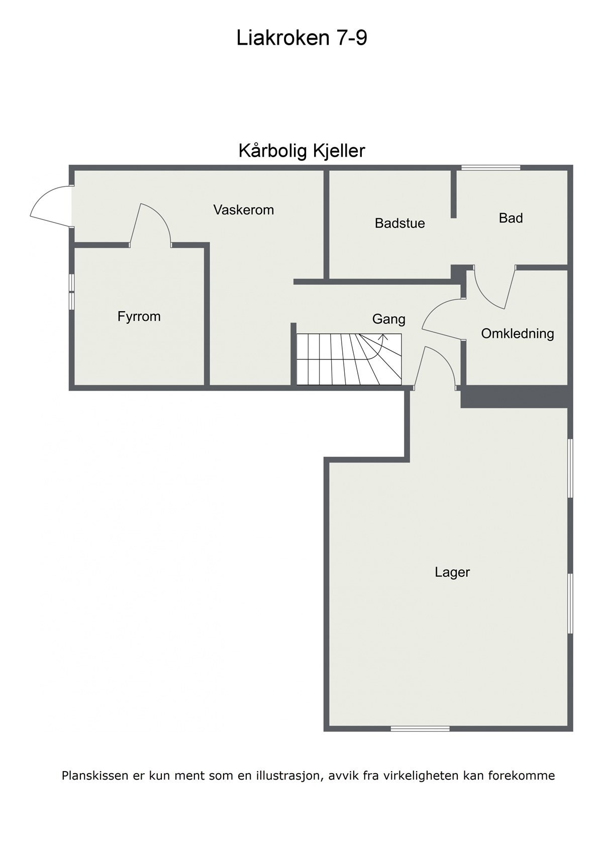 Plantegning kjeller Kårbolig. Galleribilde