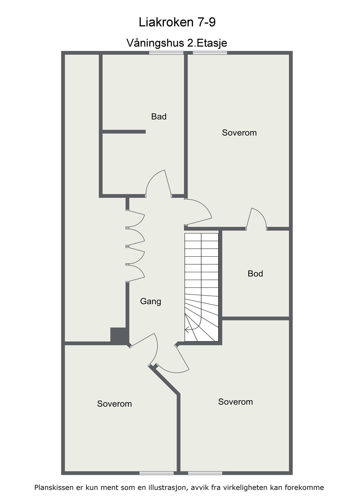 Plantegning 2.Etasje Våningshus. Galleribilde