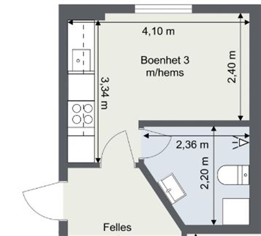 Velkommen inn til til enhet 3 (Hybelleilighet 2) Galleribilde