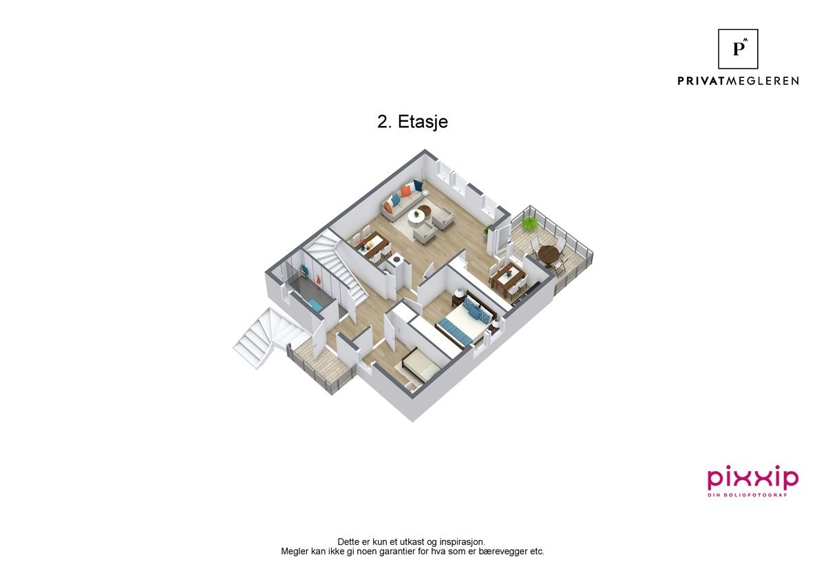 3D plan av hovedetasje Galleribilde