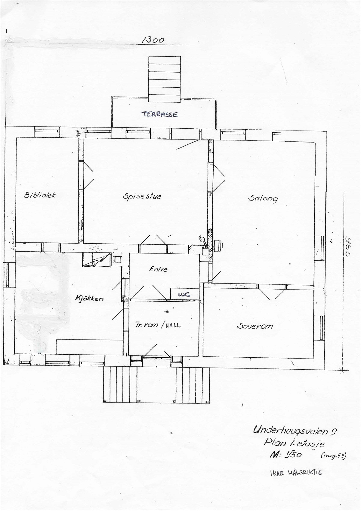 Planskisse 1.etg i villaen. Galleribilde