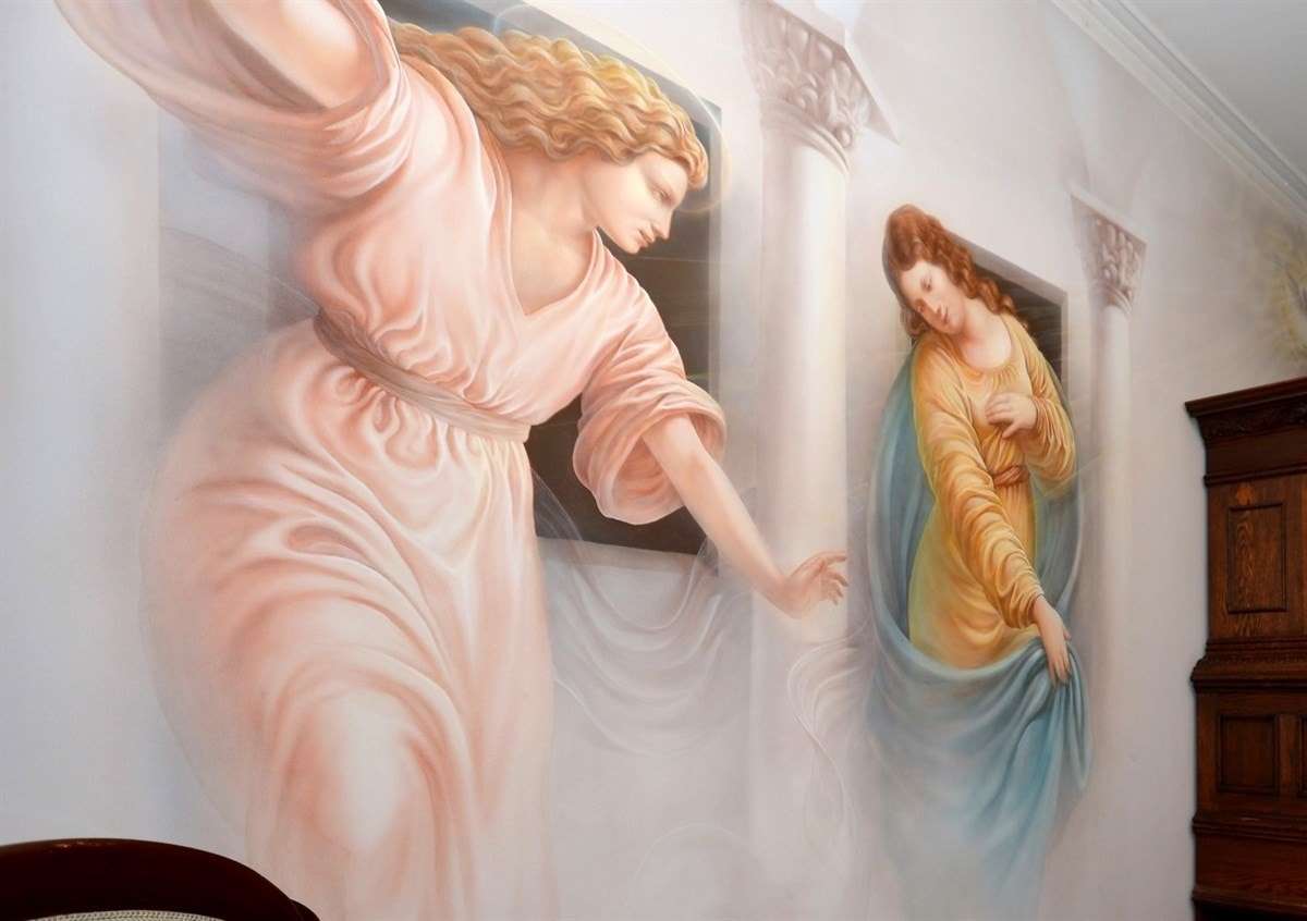 Detalj fra veggmaleriene i biblioteket. Galleribilde