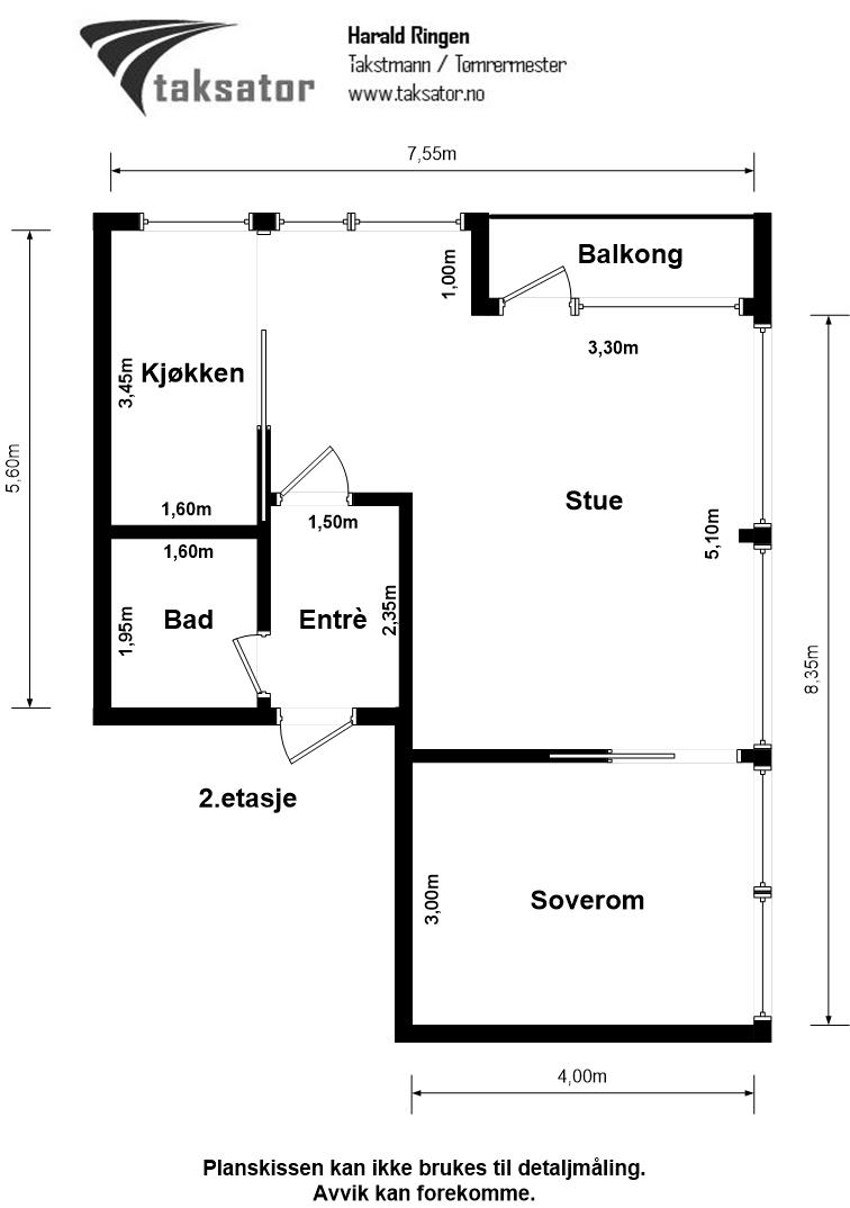 Veiledende plantegning med oppmåling. Galleribilde