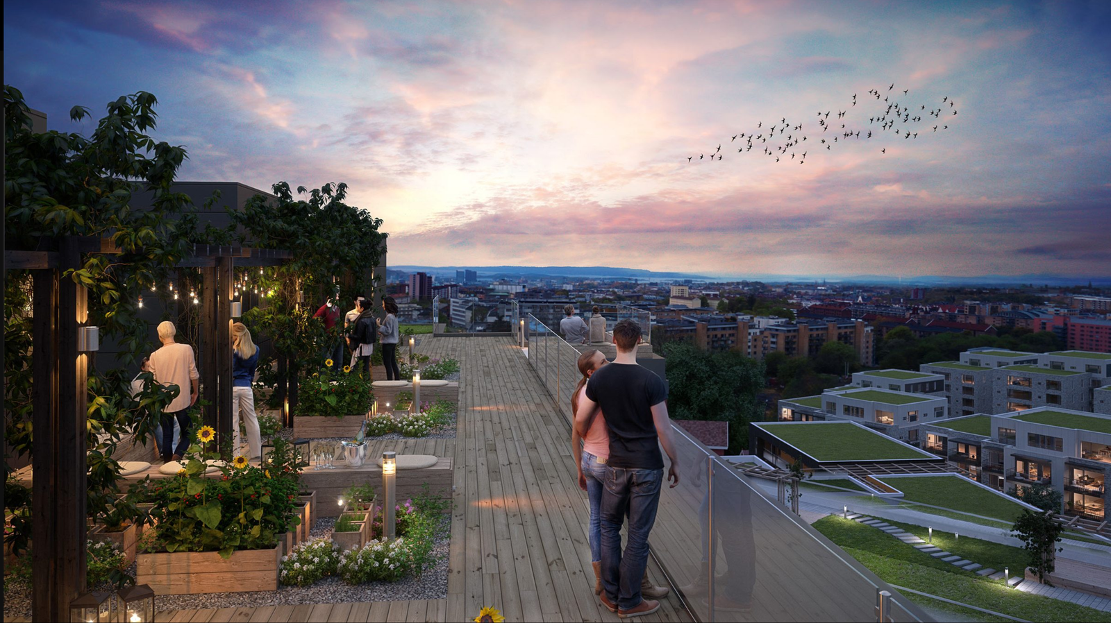 Stor felles takterrasse i 10 etasje til bruk for beboerne Galleribilde