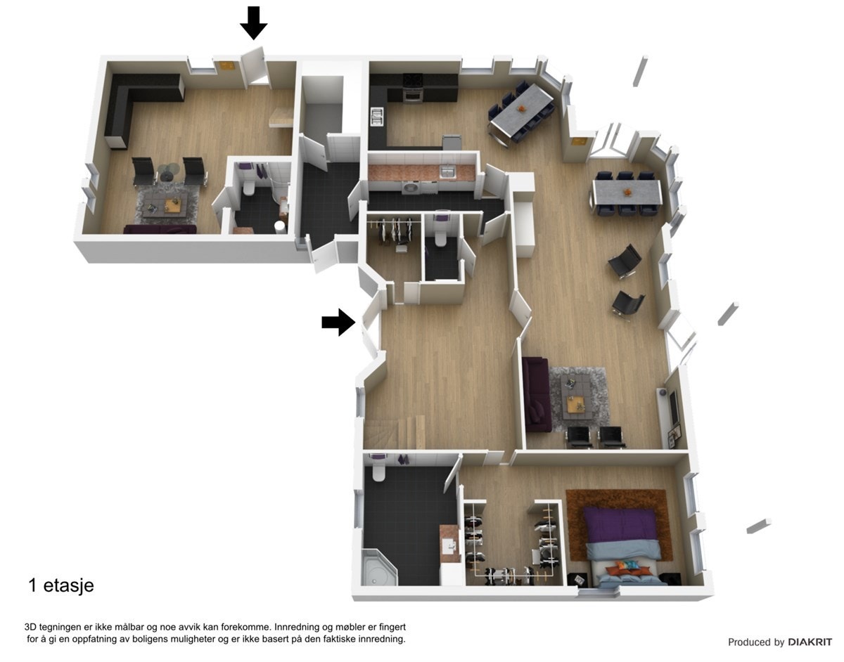 Plantegning 3D - 1. etasje Galleribilde