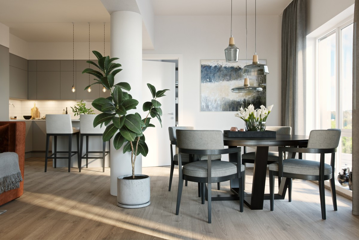 Velkommen til en helt ny leilighet med kvalitet og smarte detaljer. Illustrasjon fra leilighet B804.