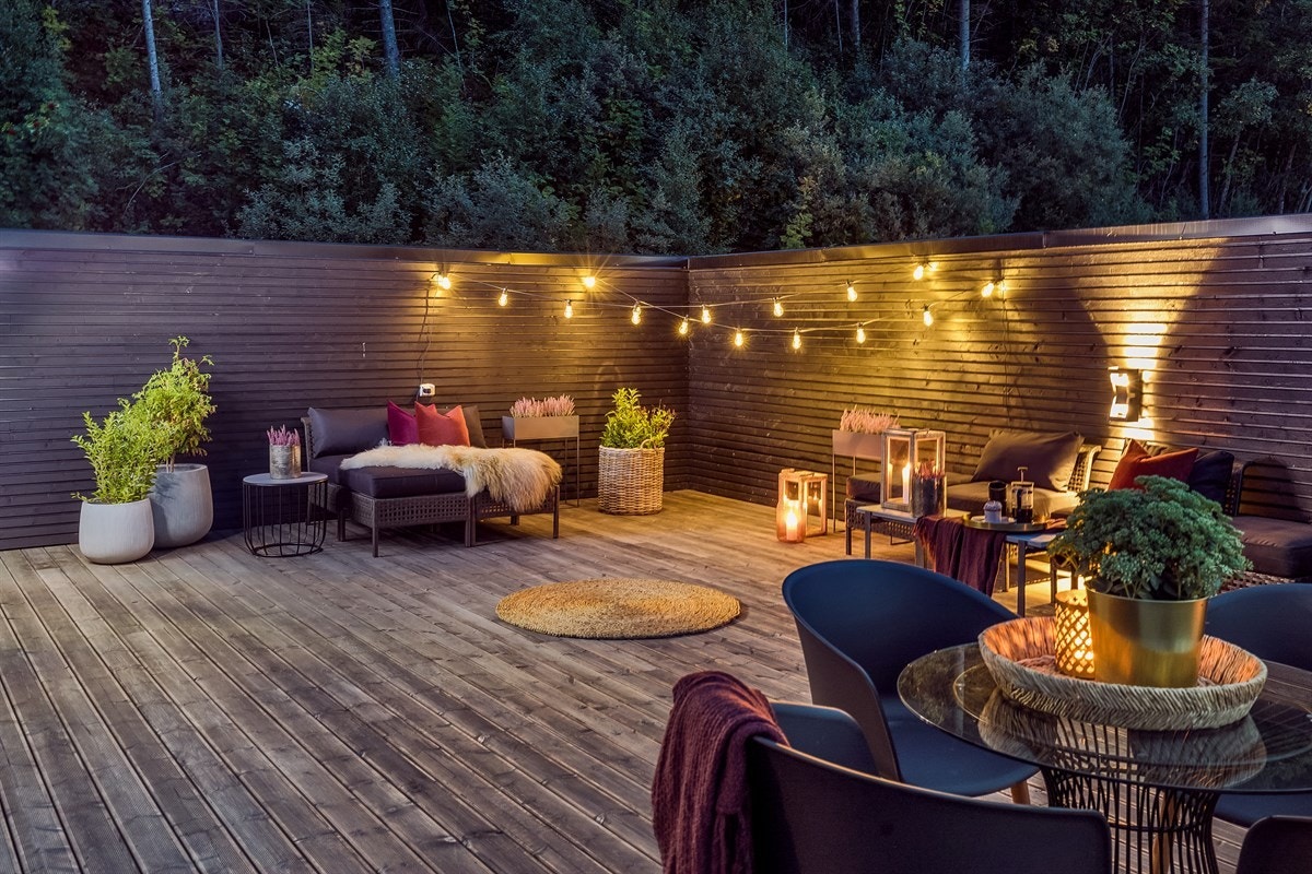 Takterrassen har levegger som hindrer alt av innsyn. Galleribilde