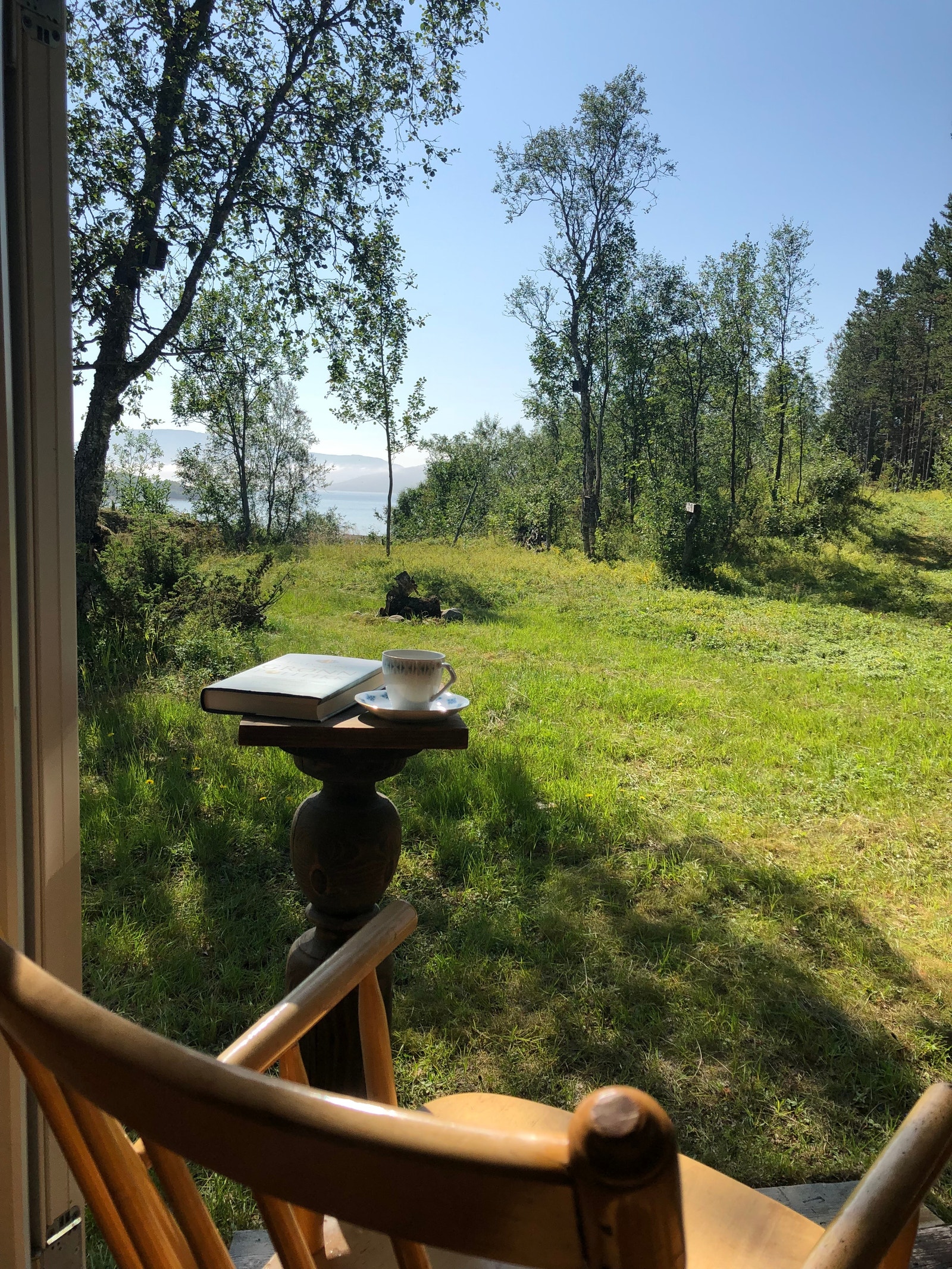 Sommer utsikt fra verandadør Galleribilde