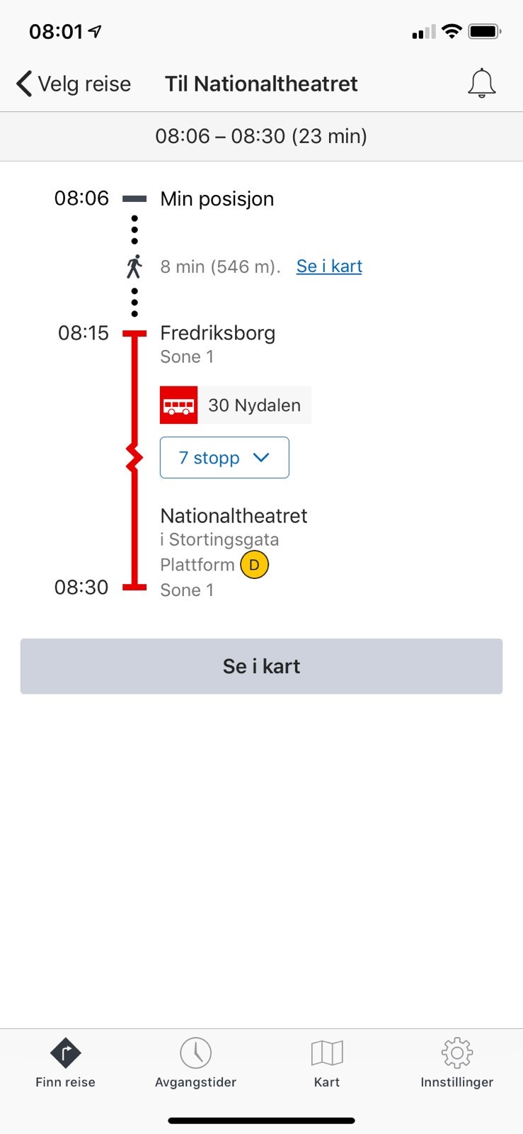 Raskt til sentrum med overgang til alle linjer. Galleribilde