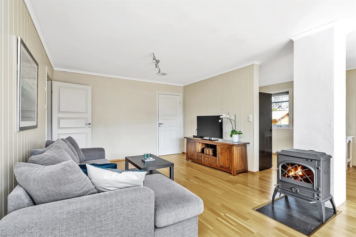 Koselig stue med peisovn Galleribilde